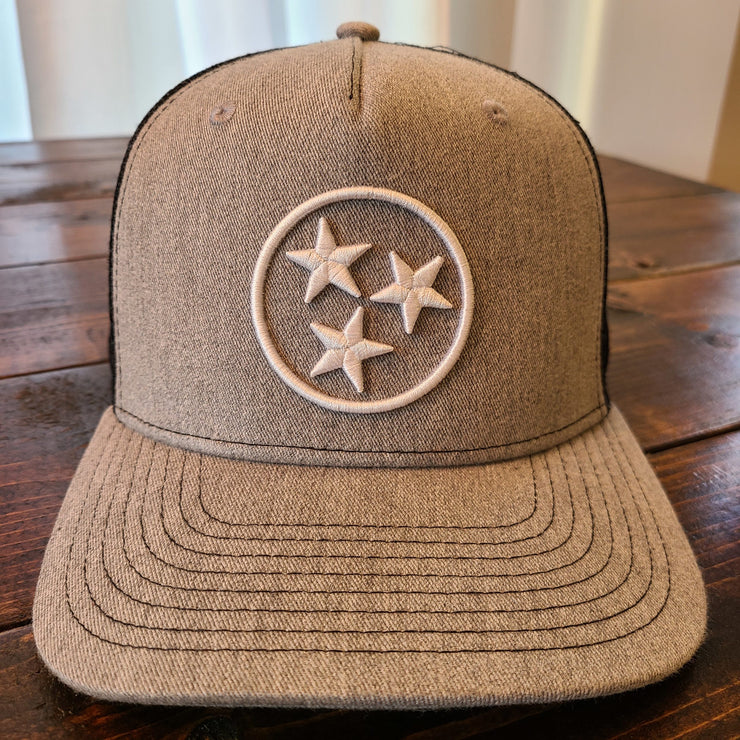 Tristar Embroidered Trucker Hat [Grey/Black/White]