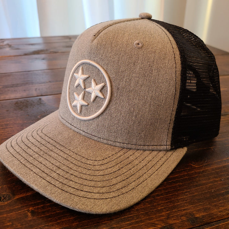 Tristar Embroidered Trucker Hat [Grey/Black/White]