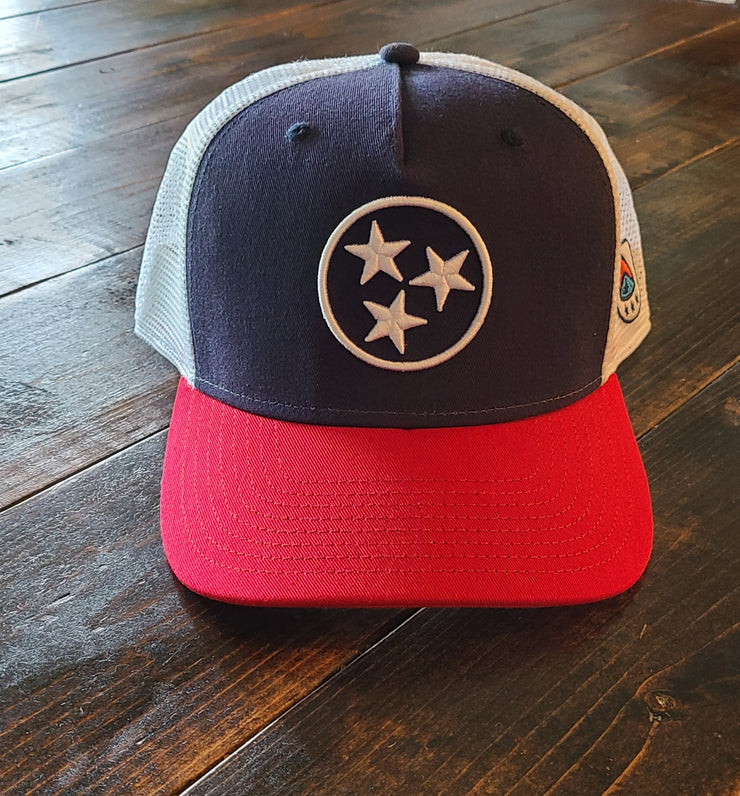 Tristar Embroidered Trucker Hat [Red White and Blue]